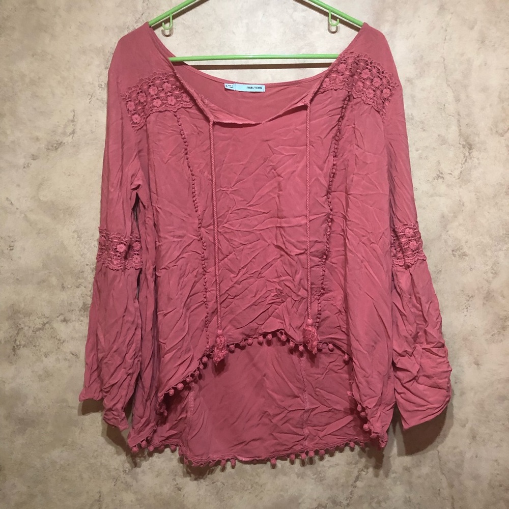 Maurices Cropped Red Bell Sleeve Top